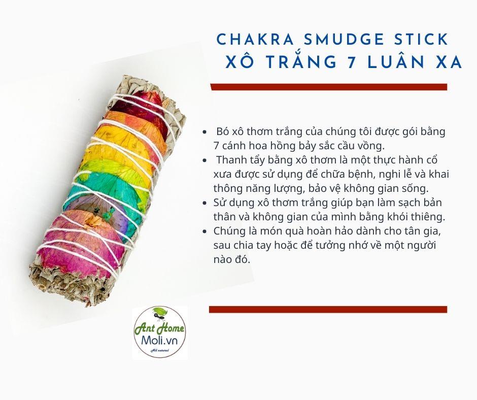 Bó Xô Trắng 7 luân xa - Chakra smudge stick 11cm